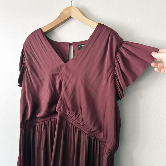 Lane Bryant Short Sleeve Burgundy Draped Midi Dress women's plus size 26 - Picture 5 of 14